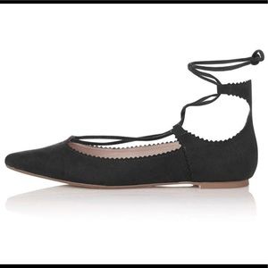 LIKE NEW Topshop Suede Lace-Up Ghillie Flats